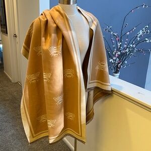 Elegant Tan Bee Patterned Scarf